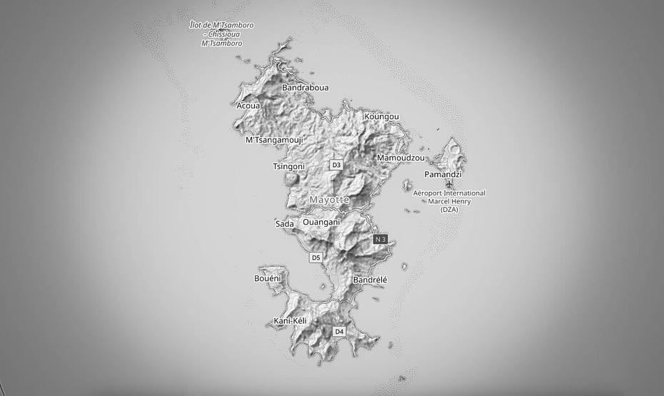 Carte Open Street Map répresentant l'archipel mahorais 