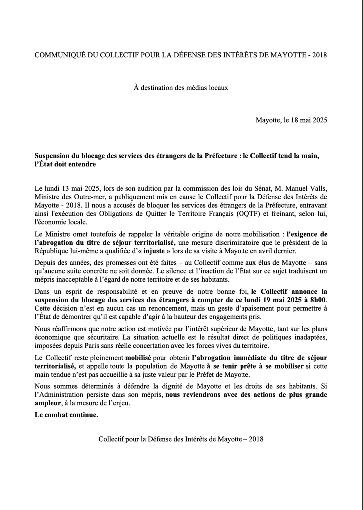 Communiqué de presse du collectifs citoyen 2018 