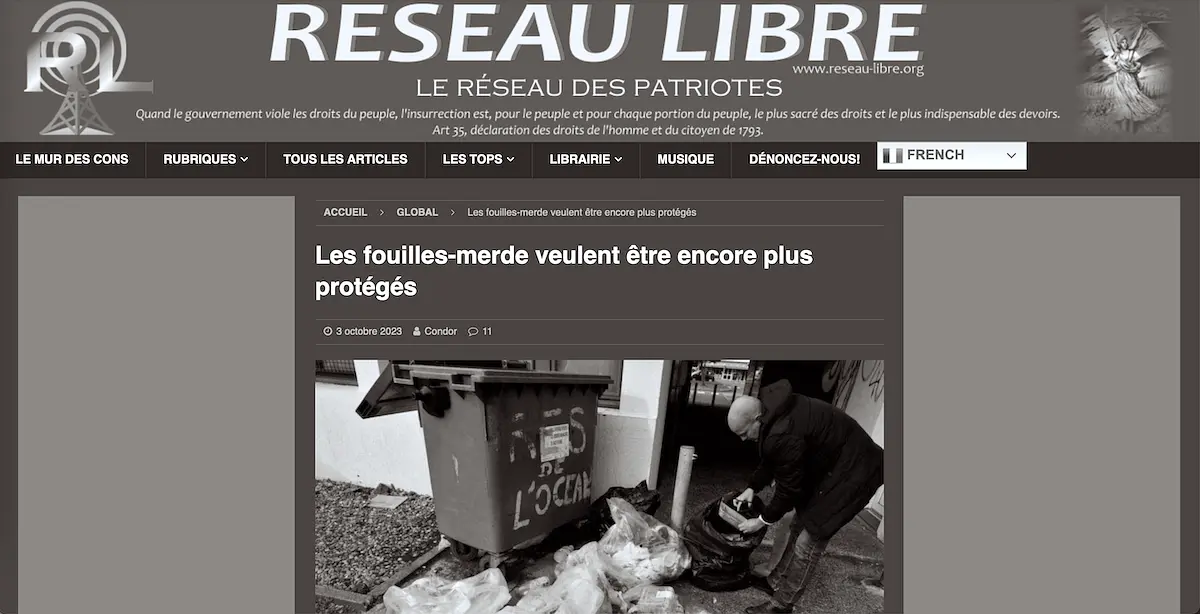 Le site d’extrême droite « Réseau libre » nous promet une « balle dans la nuque ». Plainte, on lui renvoie à la figure